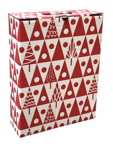 CAJA CARTON NAVIDAD 3 BOTELLAS 275X95X365 MM