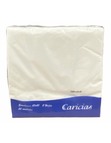 SERVILLETAS BLANCAS CARICIAS 40X40 PQTE.50 UND