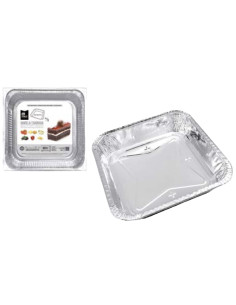 ENVASE ALUMINIO CUADRADO 20,6X20,6X5 CM BOLSA 1 UND