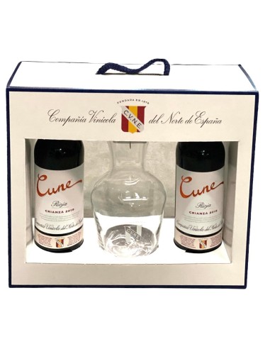 ESTUCHE VINO CUNE CRIANZA 2 BOTELLAS + DECANTADOR