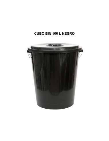 CUBO BASURA NEGRO CON TAPA 100 LT