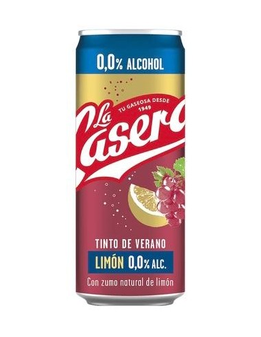 TINTO VERANO LA CASERA LIMON 0,0 % LATA 33 CL