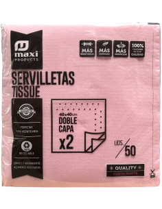 SERVILLETAS PUNTA PUNTA ROSA BABY 40X40 PQT 50 UND