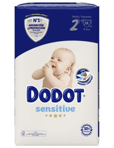 PAÑAL DODOT SENSITIVE TALLA 2 BOLSA 58 UND 4-8 KG