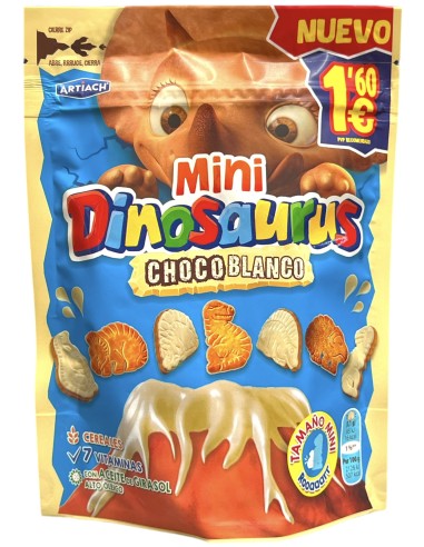 GALLETAS DINOSAURUS MINI BAÑADAS CHOCO BLANCO 100g