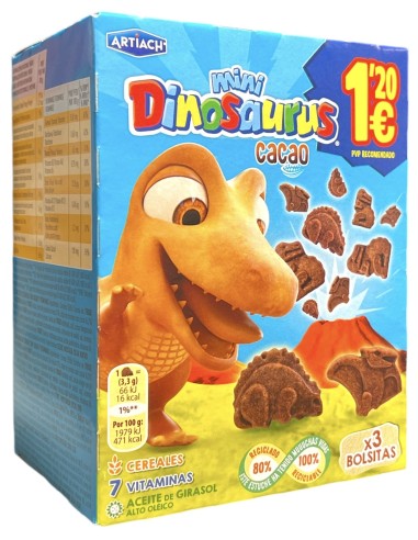 GALLETAS DINOSAURUS MINI CACAO 120g