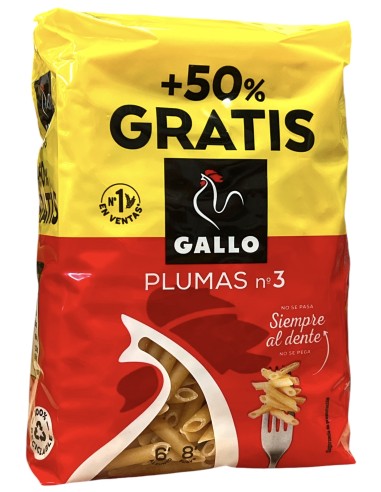 PASTA GALLO PLUMAS Nº3 250 GR+50%