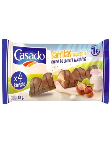 BARRITAS RELLENAS LECHE Y AVELLANAS CASADO 84 G