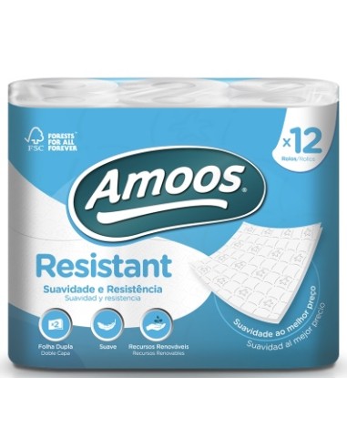 PAPEL HIGIENICO AMOOS RESISTANT 12 ROLLOS