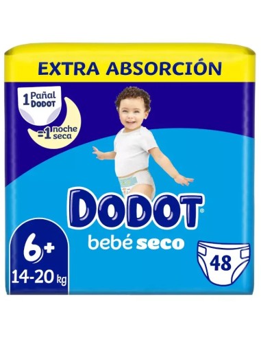 PAÑAL DODOT BEBE SECO T/6 13-18 KG 48 UND