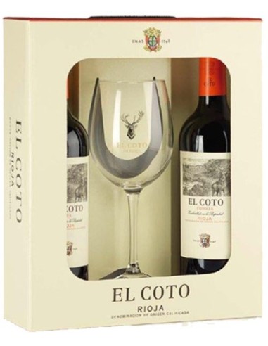 ESTUCHE VINO TINTO EL COTO 2 CRIANZA+ COPA