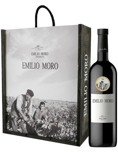 ESTUCHE MADERA VINO TINTO EMILIO MORO 3 BOTELLAS