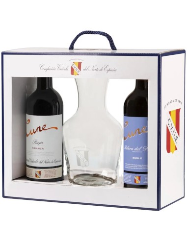 ESTUCHE VINO CUNE 2 BOTELLAS + DECANTADOR