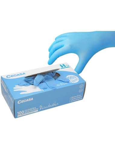 GUANTES NITRILO AZUL 100 UND T8/GRANDE