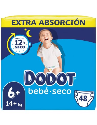 PAÑAL DODOT BEBE SECO T/6 + 15 KG 48 UND