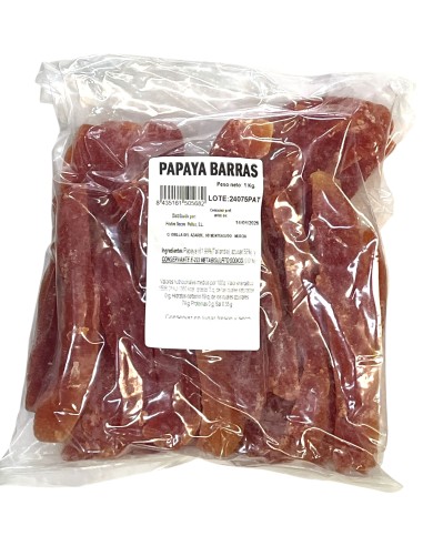 BOLSA PAPAYA BARRAS DESHIDRATADA 1 KG