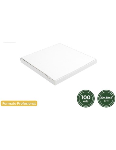 CAJA PIZZA CARTON BLANCA 30X30X4 CM 100 UND