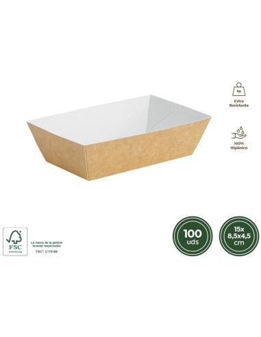 BARQUILLA CARTON 15X8,5X4,5CM PACK-100 UND