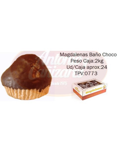 MAGDALENAS CUSTODIO BAÑO CHOCO CAJA 2 KG 24 UND APROX.