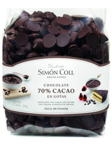 COBERTURA CHOCOLATE SIMON COLL 70% BOLSA 500 G