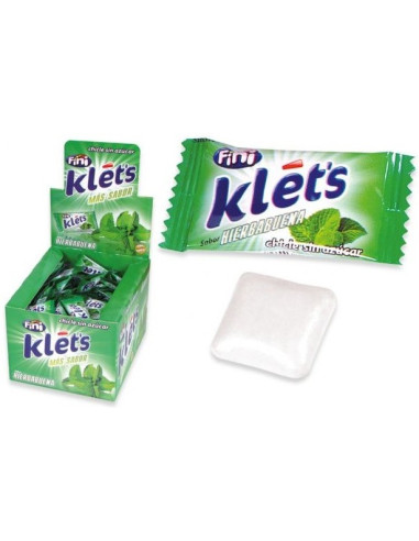 CHICLE KLET´S SIN AZUCAR HIERBABUENA CAJA 200 UND