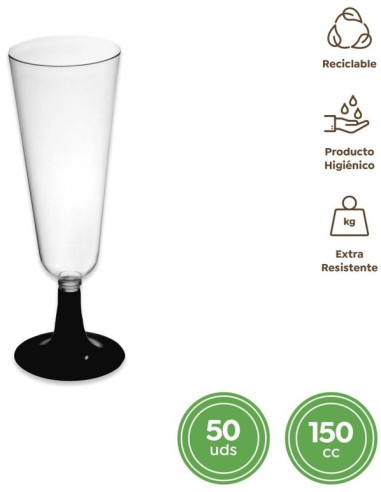 COPA CAVA PIE NEGRO 150 CC PQT 50 UND