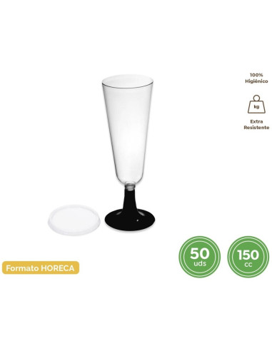 COPA CAVA PIE NEGRO 150 CC CON TAPA PACK-50 UND