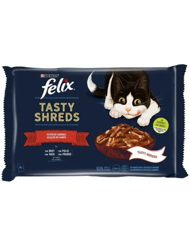COMIDA GATOS FELIX TASTY CARNE PK-4 X 80 G