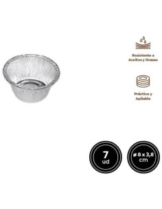ENVASE ALUMINIO FLANERA REDONDA 3,8 CM PACK-7 UND