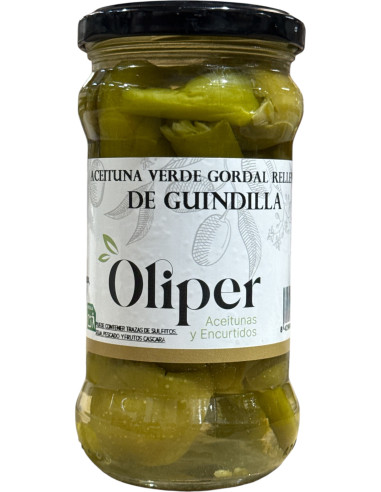ACEITUNA GORDAL CON GUINDILLA PICANTE OLIPER 314ML