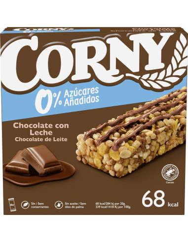 BARRITAS CORNY 0% LINEA CHOCO LECHE 6UN