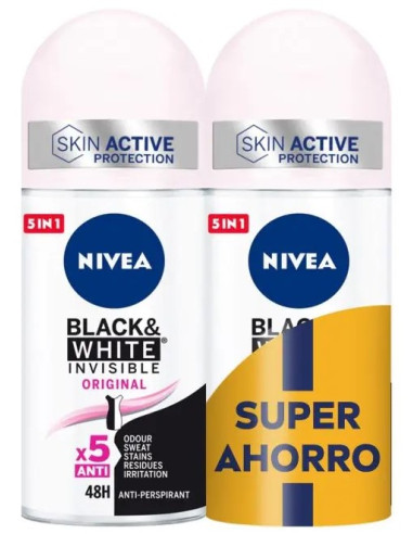 DESODORANTE NIVEA BLACK&WITE INVISIBLE ROLLON DUPLO