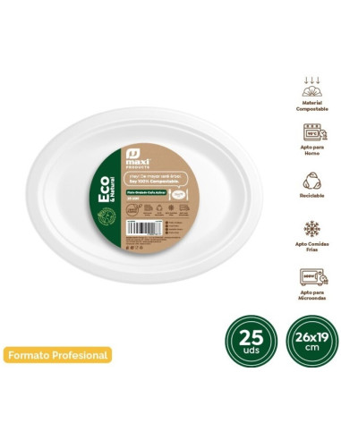PLATO OVALADO 26X19CM PACK-25UND