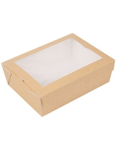 CAJA CARTON CON VENTANA 19,8X14X6,4CM 1980 ML PACK-150 UND