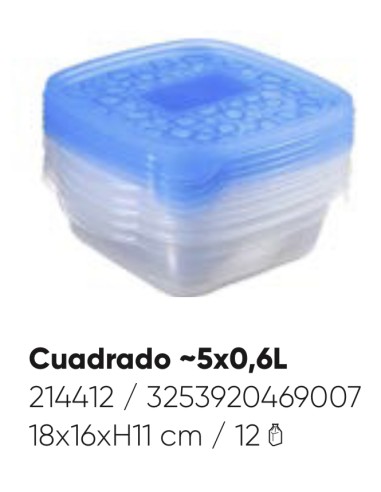 ENVASE TAKE AWAY SET 5X0.6 LT CUADRADO SANDWICH