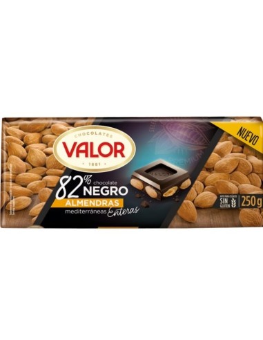 CHOCOLATE VALOR NEGRO 82% ALMENDRAS 250 GR
