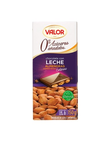 CHOCOLATE VALOR SIN AZUCAR LECHE-ALMENDRA 150 GR
