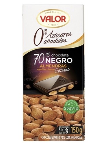 CHOCOLATE VALOR S/AZ. NEGRO 70% ALMENDRA 150 GR