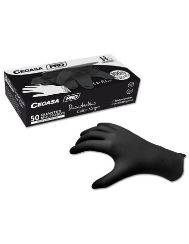 GUANTES CEGASA NITRILO NEGRO PRO T8-8.5 CAJA 50 UND