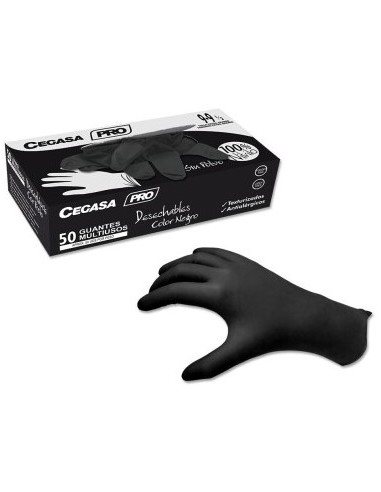 GUANTES CEGASA NITRILO NEGRO PRO T9-9.5 CAJA 50 UND